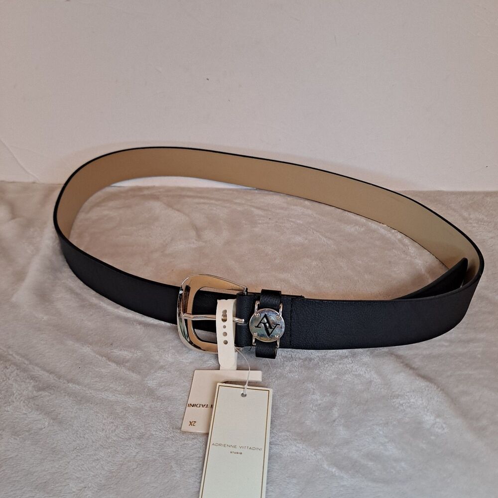 Adrienne Vittadini Studio Women's 2X AV Logo Belt Faux Leather Fashion Accessory